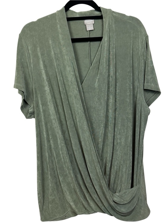 Chico's Tops - Chicos Travelers Draped Crossover Slinky Stretch Top Womens 4 20/22 green